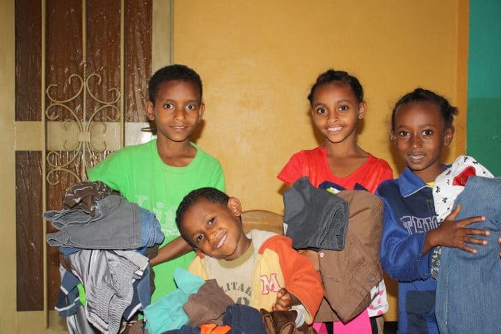 Children with new clothes!